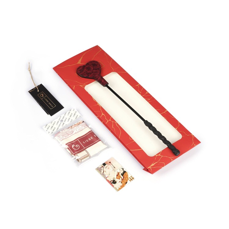 Liebe Seele szpicruta Kinbaku Ukiyoe Red Rosy Leather Mini Crop