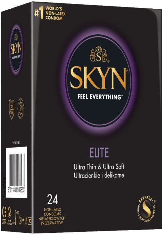 Ultracieńkie i delikatne prezerwatywy nielateksowe Unimil Skyn Elite 24 sztuki