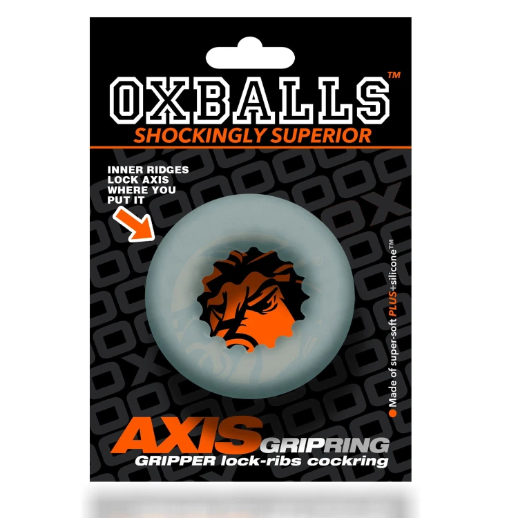 Oxballs - Axis Rib Griphold Cockring Ice Transp. - żebrowanie i dodatkowa przestrzeń