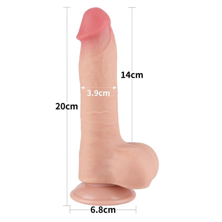 Dildo  8'' mocna przyssawka, z przesuwalną skórą