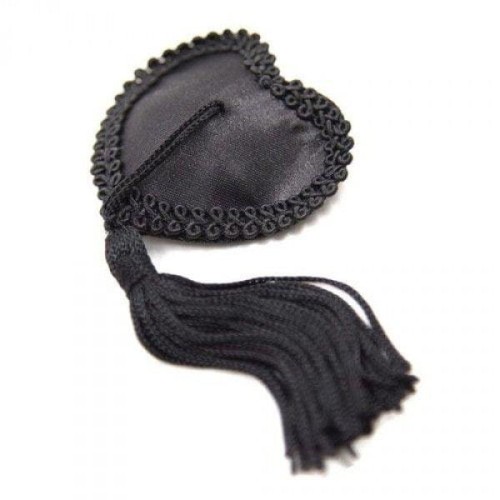 Nakładki na biust  w kształcie serca  - czarne Heart Nipples Tassels