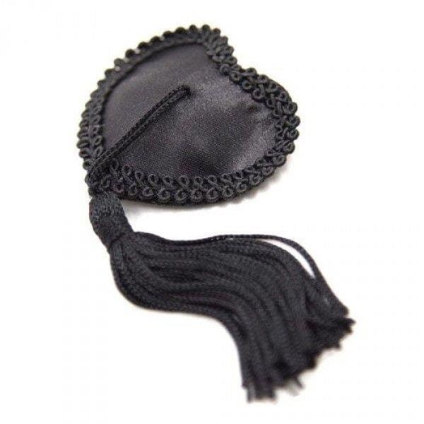 Nakładki na biust  w kształcie serca  - czarne Heart Nipples Tassels