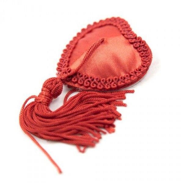 Nakładki na biust  w kształcie serca- czerwone Heart Nipples Tassels RED