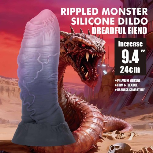 Seria "Monster" -24 cm falisty silikonowy dildo w kształcie potwora
