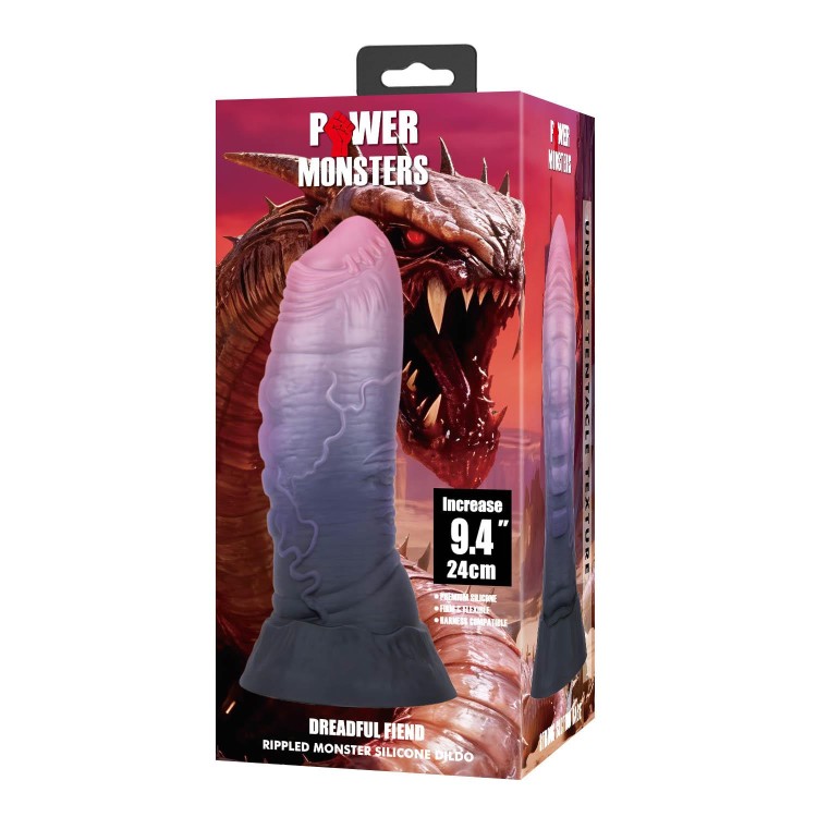 Seria "Monster" -24 cm falisty silikonowy dildo w kształcie potwora