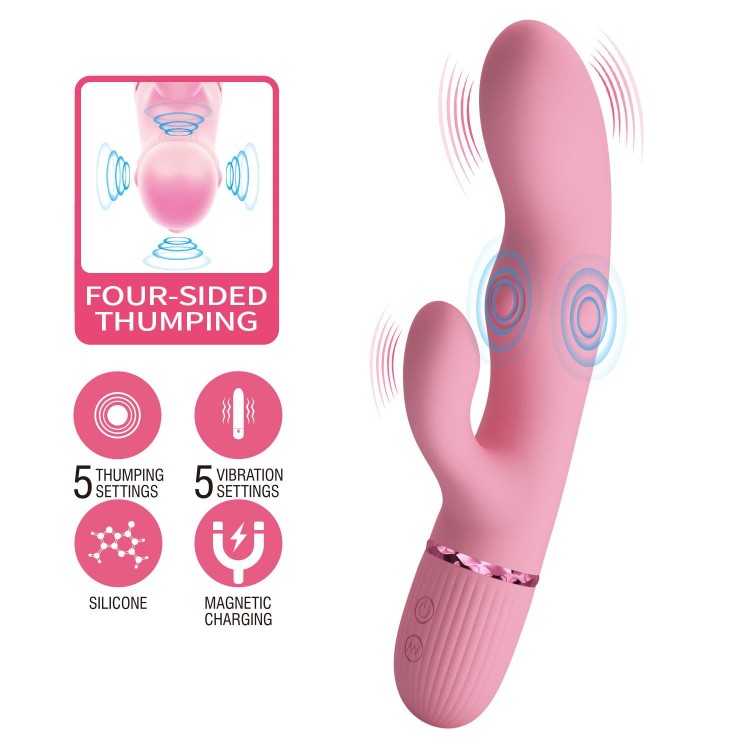 Wibrator stymulujący w 4ch stron! - różowa  petarda!