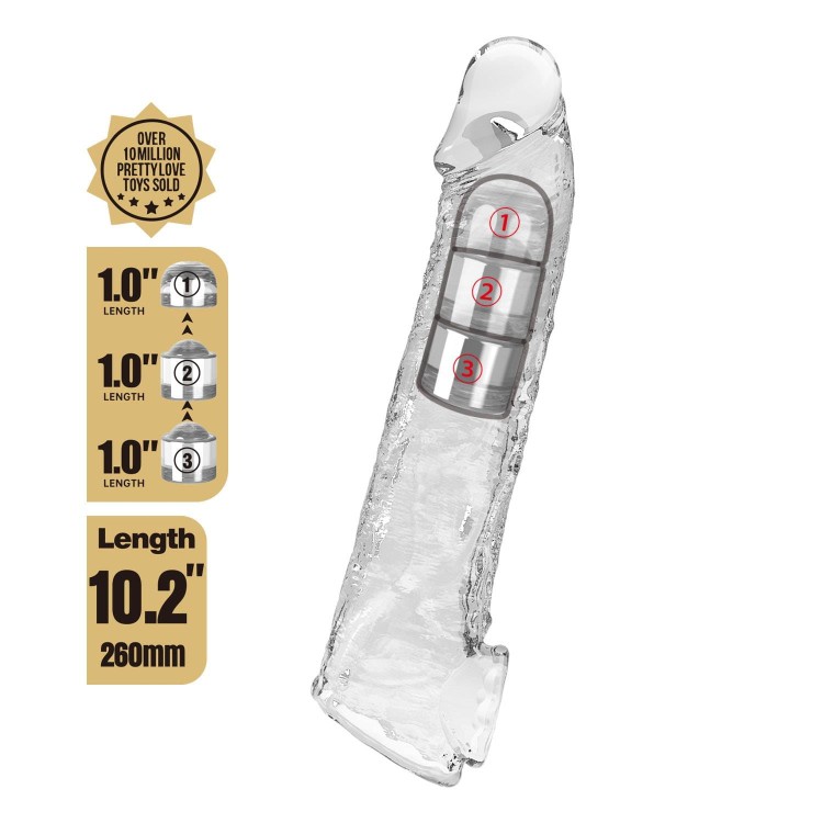 Nakładka na penisa, powiększająca – Clear – 26 cm