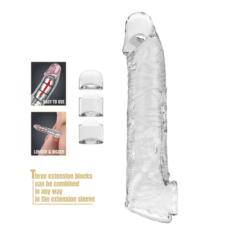Nakładka na penisa, powiększająca – Clear – 26 cm