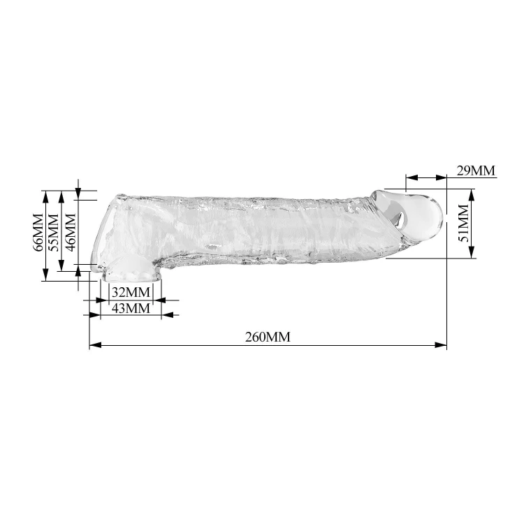 Nakładka na penisa, powiększająca – Clear – 26 cm
