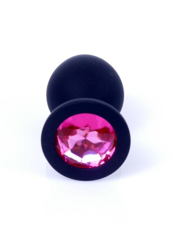 Korek analny Plug-silikonowy, czarny,  Medium