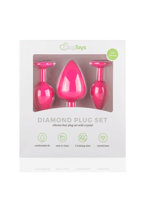 Plug-Diamond Plug Set-Pink zestaw 3ch  korków S,M.XL