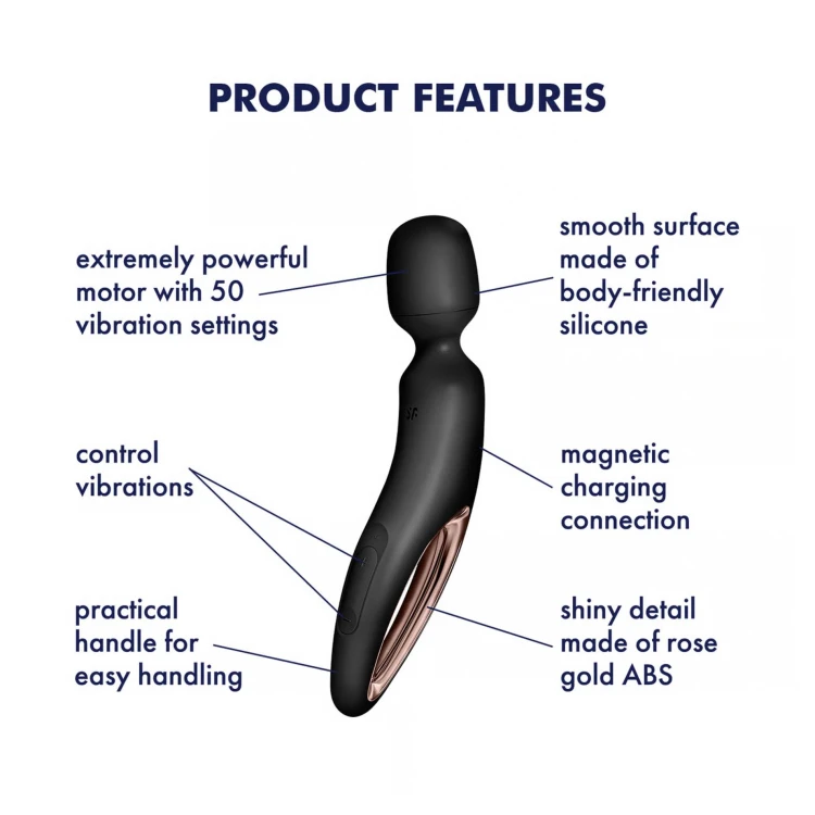 Wibrator różdżka Wand-erland Black/Rosegold Satisfyer