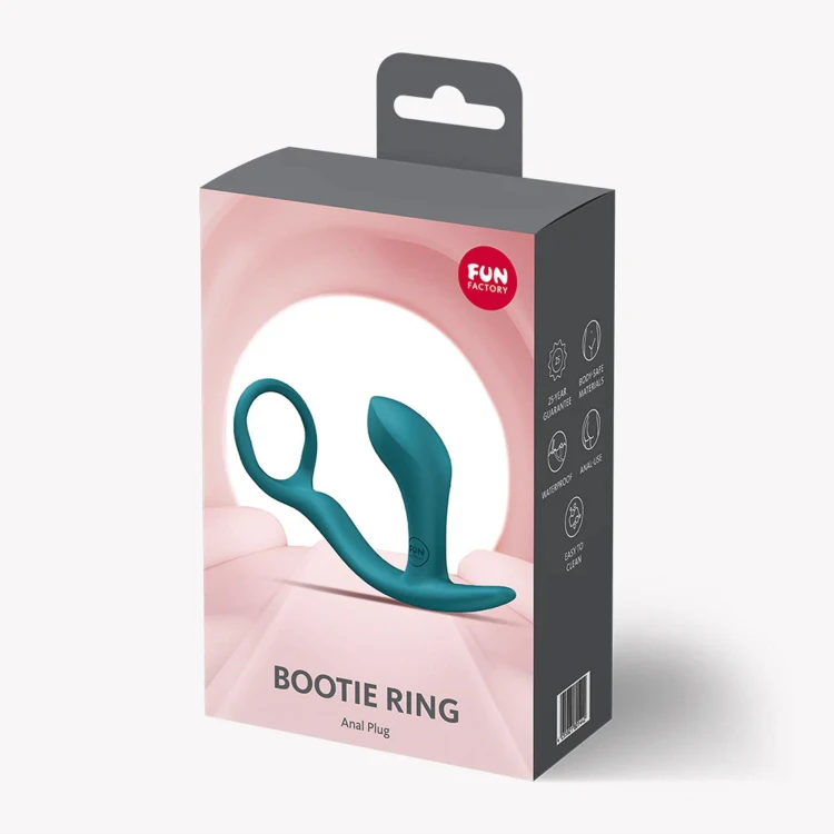 Pierścień erekcyjny z anal plugiem  - Bootie Ring - Bottle Green