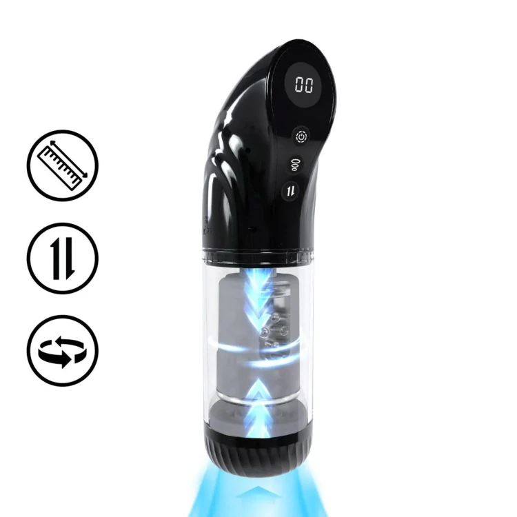 Masturbator StrokeMate - Suction Rotation and Thrusting Masturbator Pump -czarny