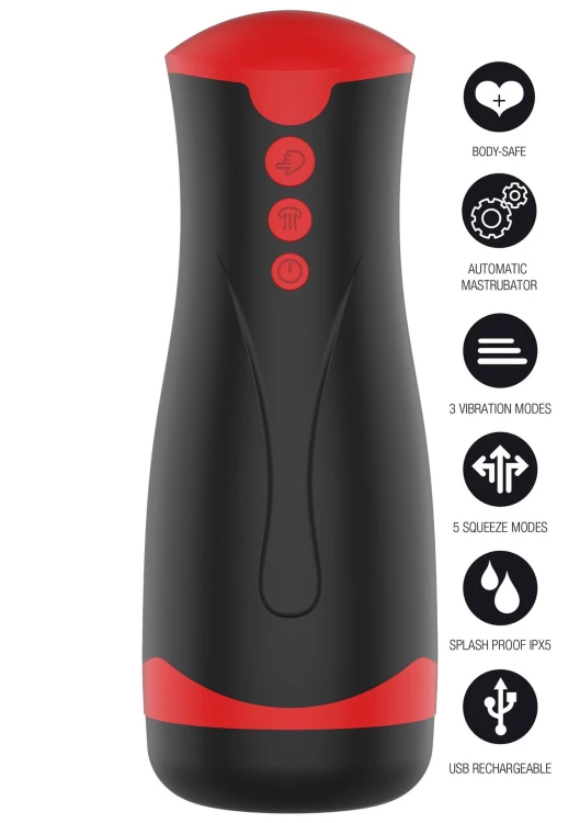 Masturbator Vibrating&Squeeze Black