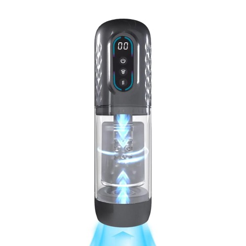Masturbator Vortex - Suction Rotation and Thrusting Masturbator Pump - Gun Metal