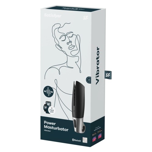 Masturbator black silver  z aplikacją