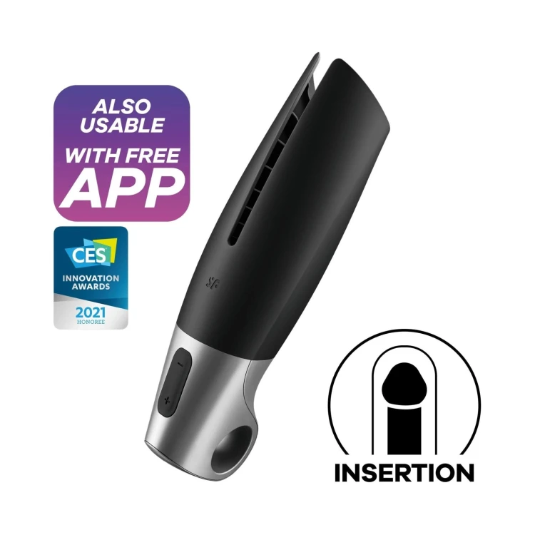 Masturbator black silver  z aplikacją