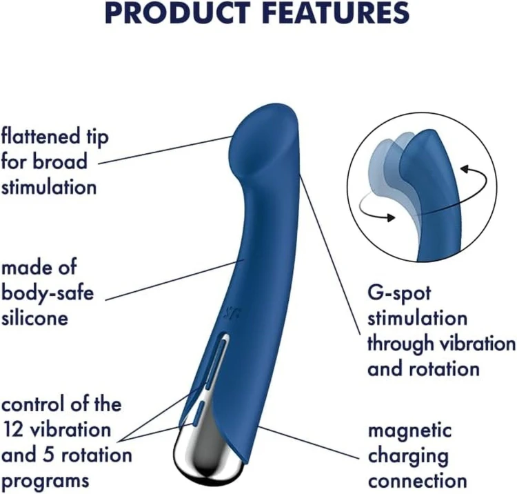 Wibrator Satisfyer Spinning G-Spot 1 Blue wibruje i obraca się