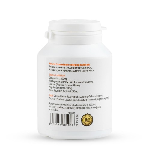 Suplement dla mężczyzn MyLove Ero maximum enlarging health pils 60